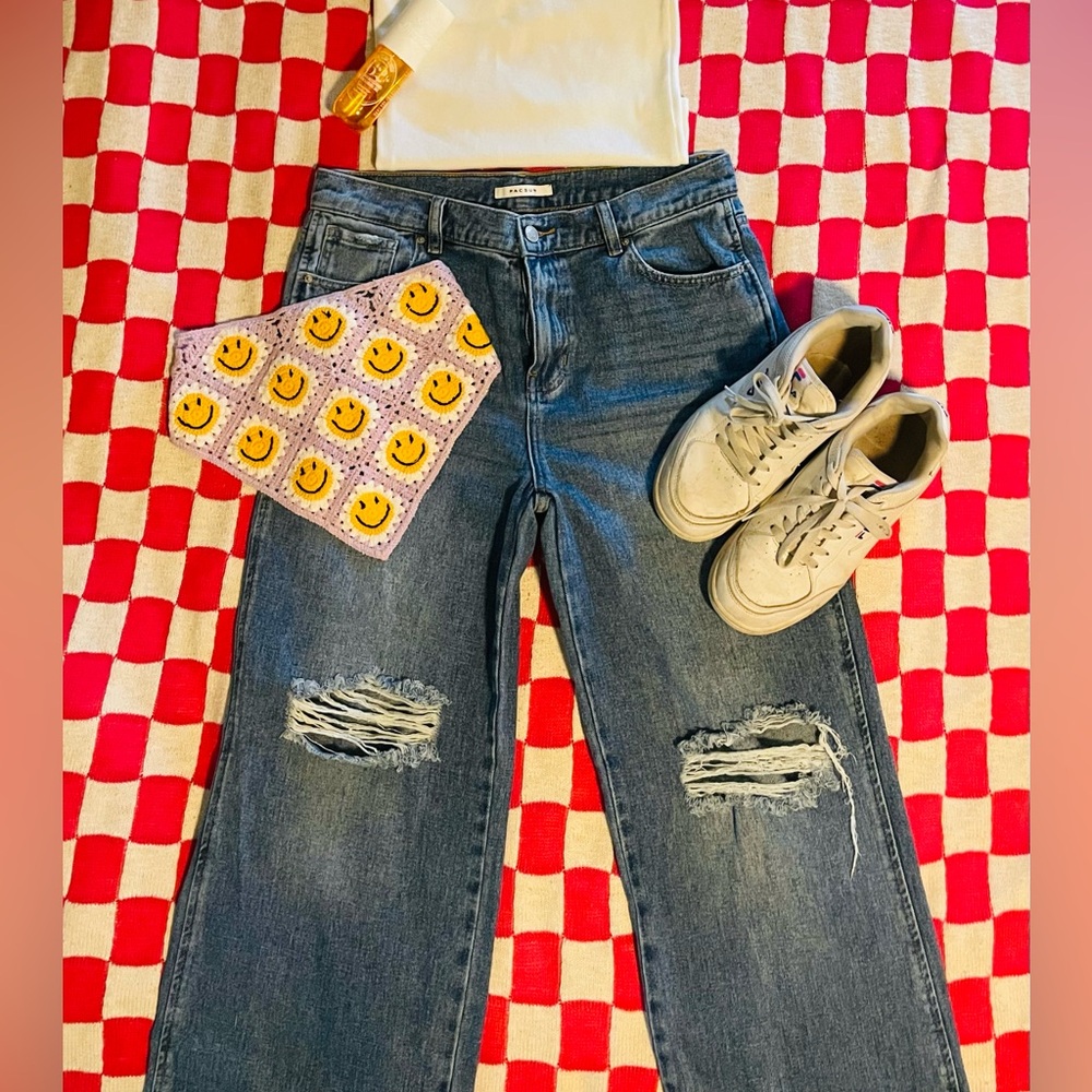 PacSun 90s Baggy Distressed Knee Denim Jeans - Size 28